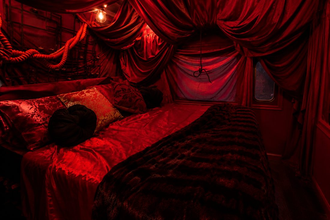 BigTopHop draped red bedroom