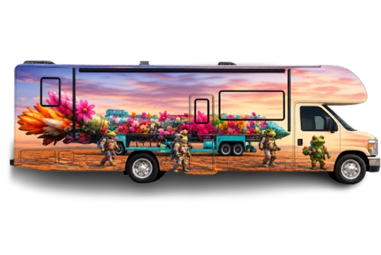 LoveRocket motorcoach side profile
